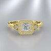 varitsa-jewellers - 0.57ct Certified Princess Cut Diamond Gold Halo Engagement Ring - 13GG08